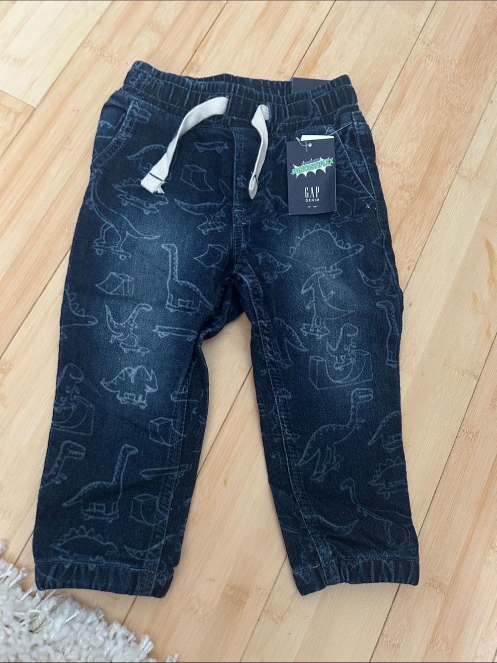 GAP Kids Dark Blue Dino Print Pull-On Jeans